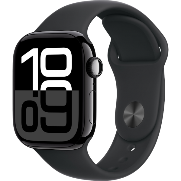 Apple Watch Series 10 46mm Aluminum Jet Black Case Black Sport Band M/L